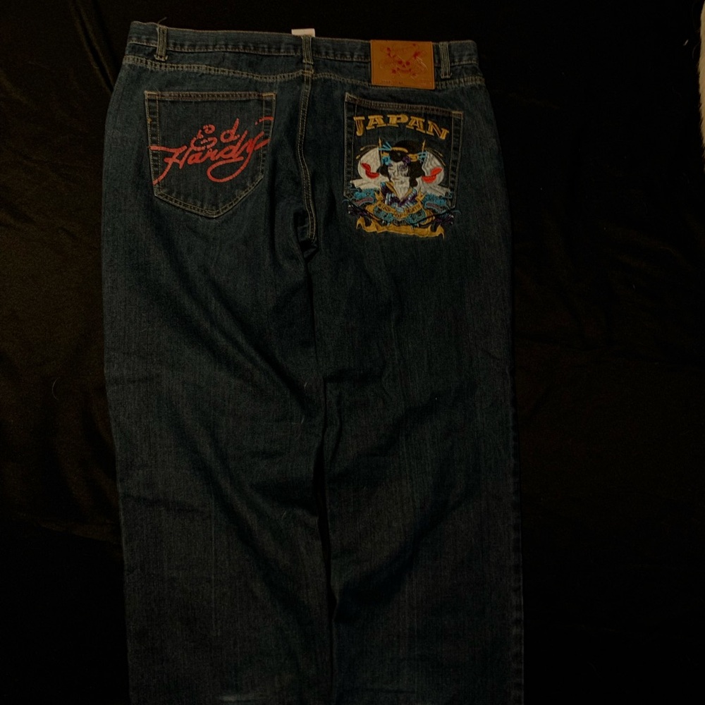 Ed Hardy Christian Audigier Japan Geisha Dragons Men's Denim Jeans Size 40 x 35